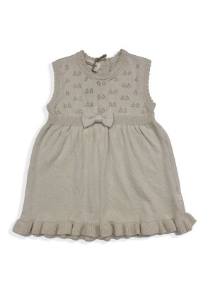 Wholesale 100% Organic Cotton With GOTS Certified Knitwear Sleeveless Dress 0-12M Uludağ Triko 1061-2111 Light Brown 