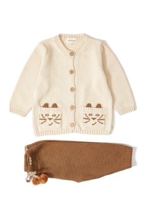 Wholesale 2-Peice Organic Baby Boys Knitwear Set with Sweater and Pants 12-36M Uludağ Triko 1061-121068 Бежевый 