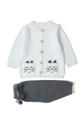 Wholesale 2-Peice Organic Baby Boys Knitwear Set with Sweater and Pants 12-36M Uludağ Triko 1061-121068 - 2