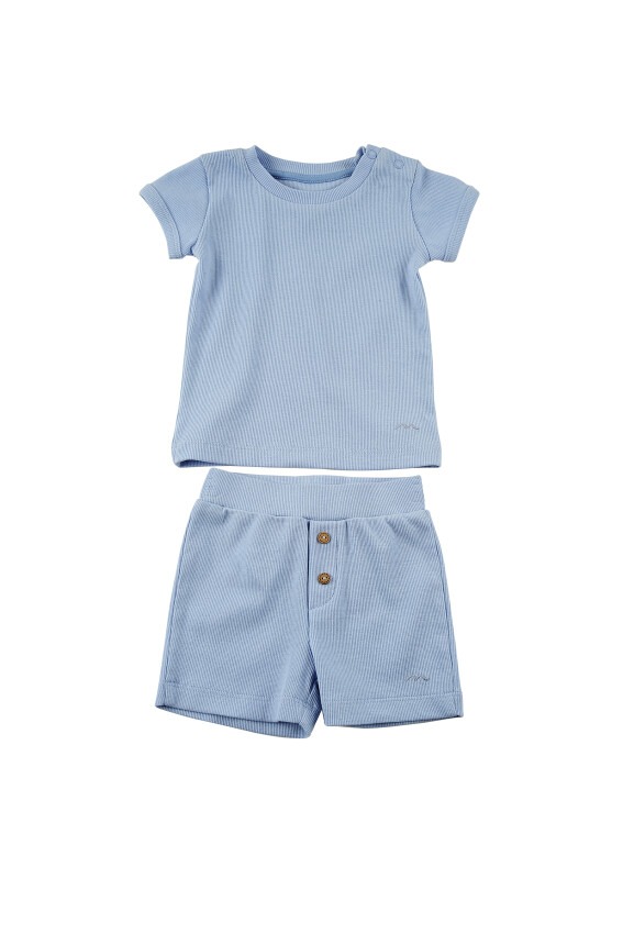 Wholesale 2-Piece 100% Organic Baby Boys Set with T-shirt and Shorts Gots Certificate 6-24M Zeyland - 1