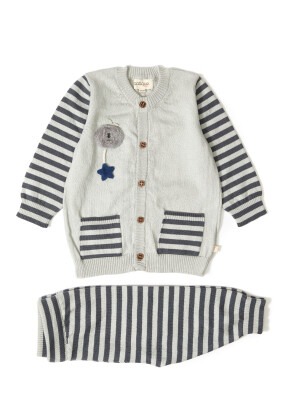 Wholesale 2-Piece Baby Boys Organic Cotton Striped Knitwear 3-12M Uludağ Triko 1061-21034 - 1