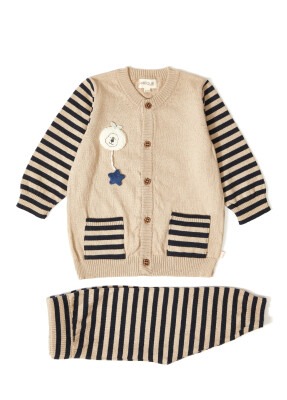 Wholesale 2-Piece Baby Boys Organic Cotton Striped Knitwear 3-12M Uludağ Triko 1061-21034 - 2