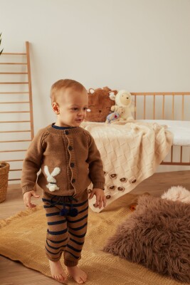 Wholesale Baby Girl 2-Piece Cardigan and Pants Set Organic Cotton 12-36M Uludağ Triko 1061--121033 - 1
