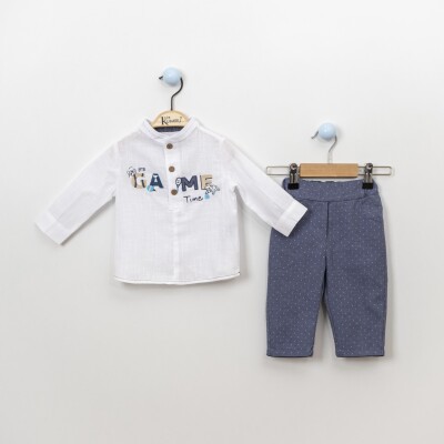 Wholesale 2-Piece Baby Boys Patterned Shirt Set With Pants 6-18M Kumru Bebe 1075-3873 - Kumru Bebe
