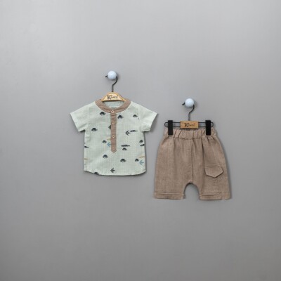 Wholesale 2-Piece Baby Boys Patterned Shirt Set With Shorts 6-18M Kumru Bebe 1075-3816 - Kumru Bebe (1)