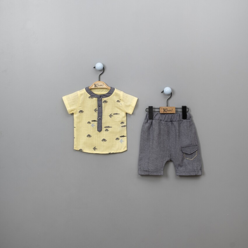 Wholesale 2-Piece Baby Boys Patterned Shirt Set With Shorts 6-18M Kumru Bebe 1075-3816 - 4