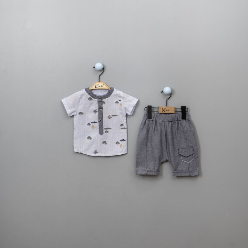 Wholesale 2-Piece Baby Boys Patterned Shirt Set With Shorts 6-18M Kumru Bebe 1075-3816 - 6