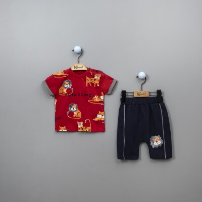 Wholesale 2-Piece Baby Boys Patterned T-Shirt Set With Shorts 6-18M Kumru Bebe 1075-3895 Красный