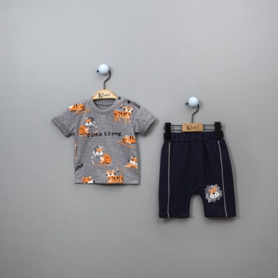 Wholesale 2-Piece Baby Boys Patterned T-Shirt Set With Shorts 6-18M Kumru Bebe 1075-3895 - 1