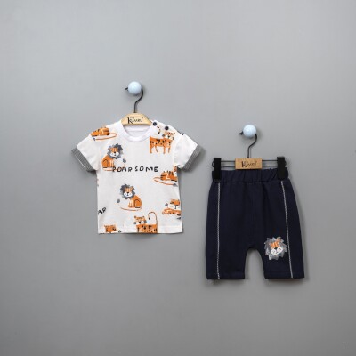 Wholesale 2-Piece Baby Boys Patterned T-Shirt Set With Shorts 6-18M Kumru Bebe 1075-3895 - 2
