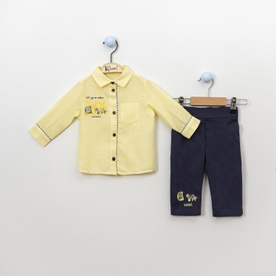 Wholesale 2-Piece Baby Boys Shirt Set With Pants 6-18M Kumru Bebe 1075-3885 Жёлтый 