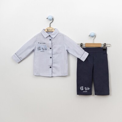 Wholesale 2-Piece Baby Boys Shirt Set With Pants 6-18M Kumru Bebe 1075-3885 Синий