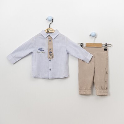 Wholesale 2-Piece Baby Boys Shirt Set With Sweatpants 6-18M Kumru Bebe 1075-3882 - 1