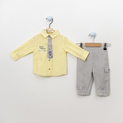 Wholesale 2-Piece Baby Boys Shirt Set With Sweatpants 6-18M Kumru Bebe 1075-3882 - 2