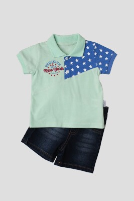 Wholesale 2-Piece Baby Boys T-Shirt Set with Denim Shorts 6-24M Kidexs 1026-35053 - Kidexs