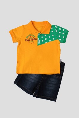 Wholesale 2-Piece Baby Boys T-Shirt Set with Denim Shorts 6-24M Kidexs 1026-35053 - 2
