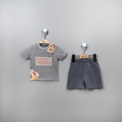 Wholesale 2-Piece Baby Boys T-shirt Set with Shorts 6-18M Kumru Bebe 1075-3838 Серый 