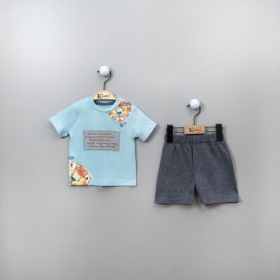 Wholesale 2-Piece Baby Boys T-shirt Set with Shorts 6-18M Kumru Bebe 1075-3838 Turquoise