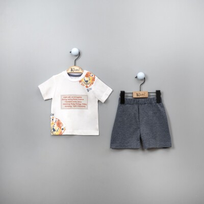 Wholesale 2-Piece Baby Boys T-shirt Set with Shorts 6-18M Kumru Bebe 1075-3838 White