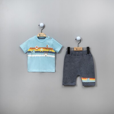 Wholesale 2-Piece Baby Boys T-shirt Set with Shorts 6-18M Kumru Bebe 1075-3839 Бирюзовый