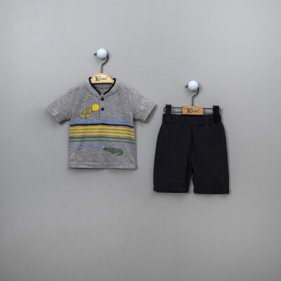 Wholesale 2-Piece Baby Boys T-shirt Set with Shorts 6-18M Kumru Bebe 1075-3874 Серый 