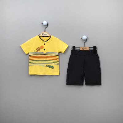 Wholesale 2-Piece Baby Boys T-shirt Set with Shorts 6-18M Kumru Bebe 1075-3874 Жёлтый 