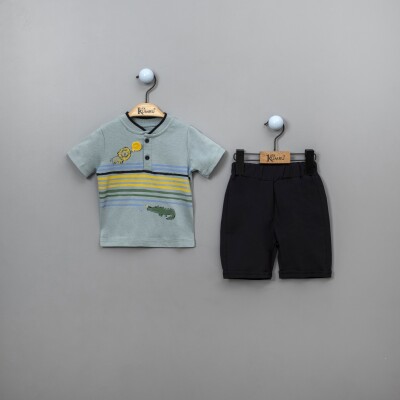 Wholesale 2-Piece Baby Boys T-shirt Set with Shorts 6-18M Kumru Bebe 1075-3874 - Kumru Bebe
