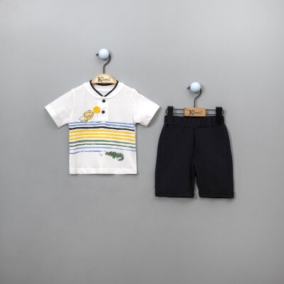 Wholesale 2-Piece Baby Boys T-shirt Set with Shorts 6-18M Kumru Bebe 1075-3874 White