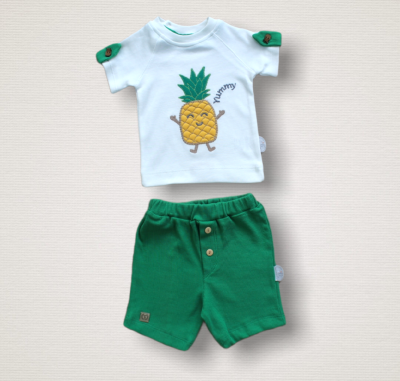 Wholesale 2-Piece Baby Boys T-Shirt Sets with Shorts 1-12M Tomuycuk 1074-75543-07 Зелёный 