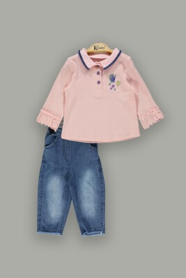 Wholesale 2-Piece Baby Denim Pants and Long Sleeve T-shirt 9-24M Kumru Bebe 1075-3939 - Kumru Bebe