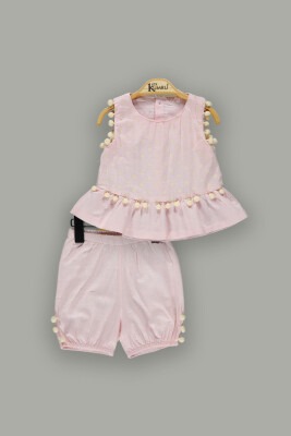 Wholesale 2-Piece Baby Girl Shorts Set with Ruffle Blouse 6-18M Kumru Bebe 1075-3859 Пудра