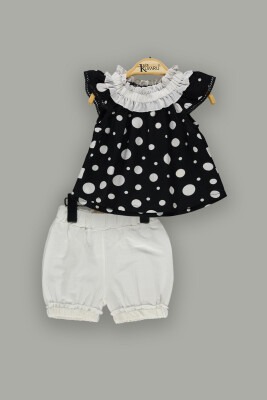 Wholesale 2-Piece Baby Girls Blouse Set with Shorts 6-18M Kumru Bebe 1075-3811 Чёрный 