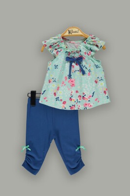 Wholesale 2-Piece Baby Girls Blouse Sets with Leggings 6-18M Kumru Bebe 1075-3662 Мятно-зеленый