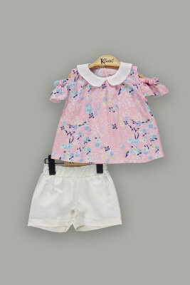 Wholesale 2-Piece Baby Girls Blouse Sets with Shorts 6-18M Kumru Bebe 1075-3661 Розовый 