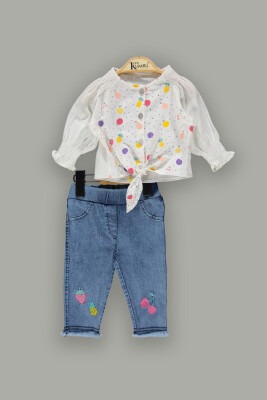 Wholesale 2-Piece Baby Girls Denim Pants Set With Blouse 6-18M Kumru Bebe 1075-3863 - 1
