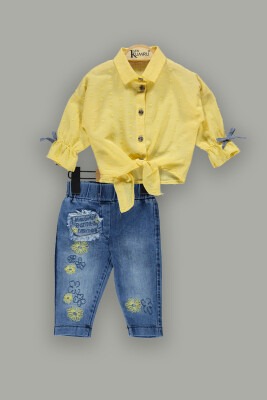 Wholesale 2-Piece Baby Girls Denim Pants Set with Shirt 6-18M Kumru Bebe 1075-3887 - Kumru Bebe