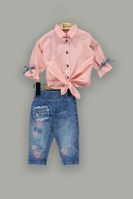 Wholesale 2-Piece Baby Girls Denim Pants Set with Shirt 6-18M Kumru Bebe 1075-3887 - Kumru Bebe (1)