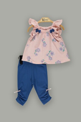 Wholesale 2-Piece Baby Girls Leggings Set With Ruffle Blouse 6-18M Kumru Bebe 1075-3693 Розовый 