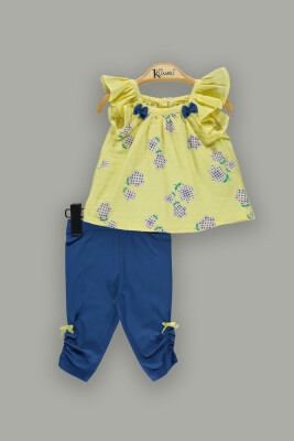 Wholesale 2-Piece Baby Girls Leggings Set With Ruffle Blouse 6-18M Kumru Bebe 1075-3693 Yellow