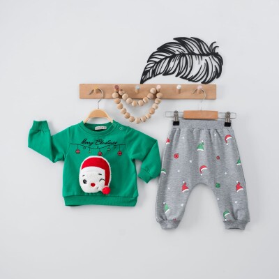 Wholesale 2-Piece Baby Girls Newyear Set with Sweat and Sweatpants 9-24M Eray Kids 1044-6239 Зелёный 