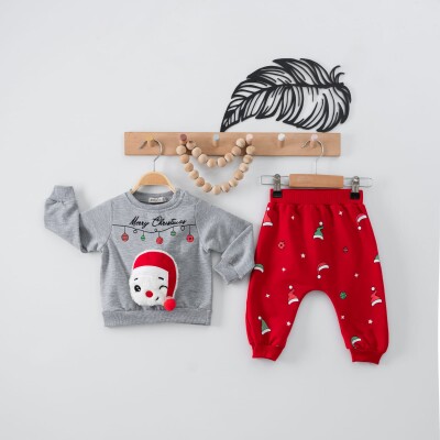 Wholesale 2-Piece Baby Girls Newyear Set with Sweat and Sweatpants 9-24M Eray Kids 1044-6239 Red