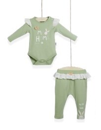 Wholesale 2-Piece Baby Girls Onesies Set with Pants 0-9M Wogi 1030-WG-T405 - Wogi