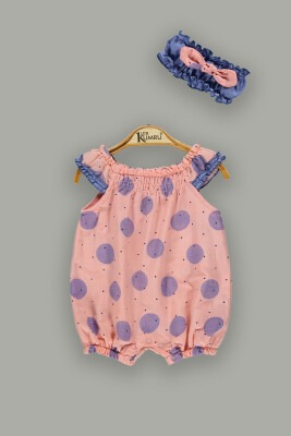 Wholesale 2-Piece Baby Girls Overalls Set with Headband 6-18M Kumru Bebe 1075-3646 Salmon Color 