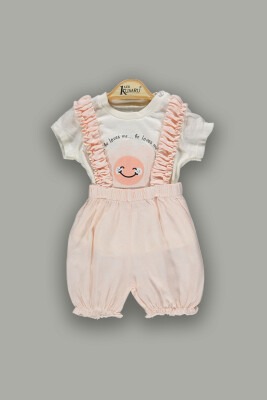 Wholesale 2-Piece Baby Girls Overalls Sets with T-shirt 3-12M Kumru Bebe 1075-3673 - Kumru Bebe