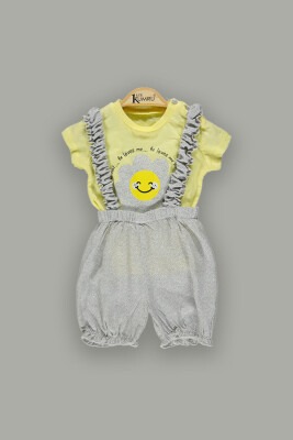 Wholesale 2-Piece Baby Girls Overalls Sets with T-shirt 3-12M Kumru Bebe 1075-3673 Жёлтый 
