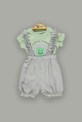Wholesale 2-Piece Baby Girls Overalls Sets with T-shirt 3-12M Kumru Bebe 1075-3673 Mint Green 