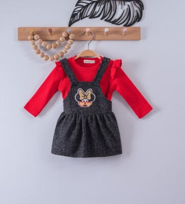 Wholesale 2-Piece Baby Girls Set with Overalls and Long Sleeve T-shirt 9-24M Eray Kids 1044-6156 Красный