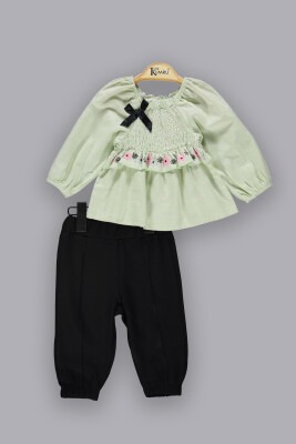 Wholesale 2-Piece Baby Girls Set with Shirt and Pants 6-18M Kumru Bebe 1075-3802 Мятно-зеленый