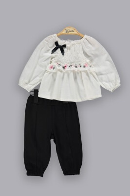 Wholesale 2-Piece Baby Girls Set with Shirt and Pants 6-18M Kumru Bebe 1075-3802 Экрю