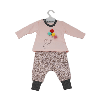 Wholesale 2-Piece Baby Girls Set with Sweat and Pants 3-12M Busra Bebe 1016-VTM-008 - 2